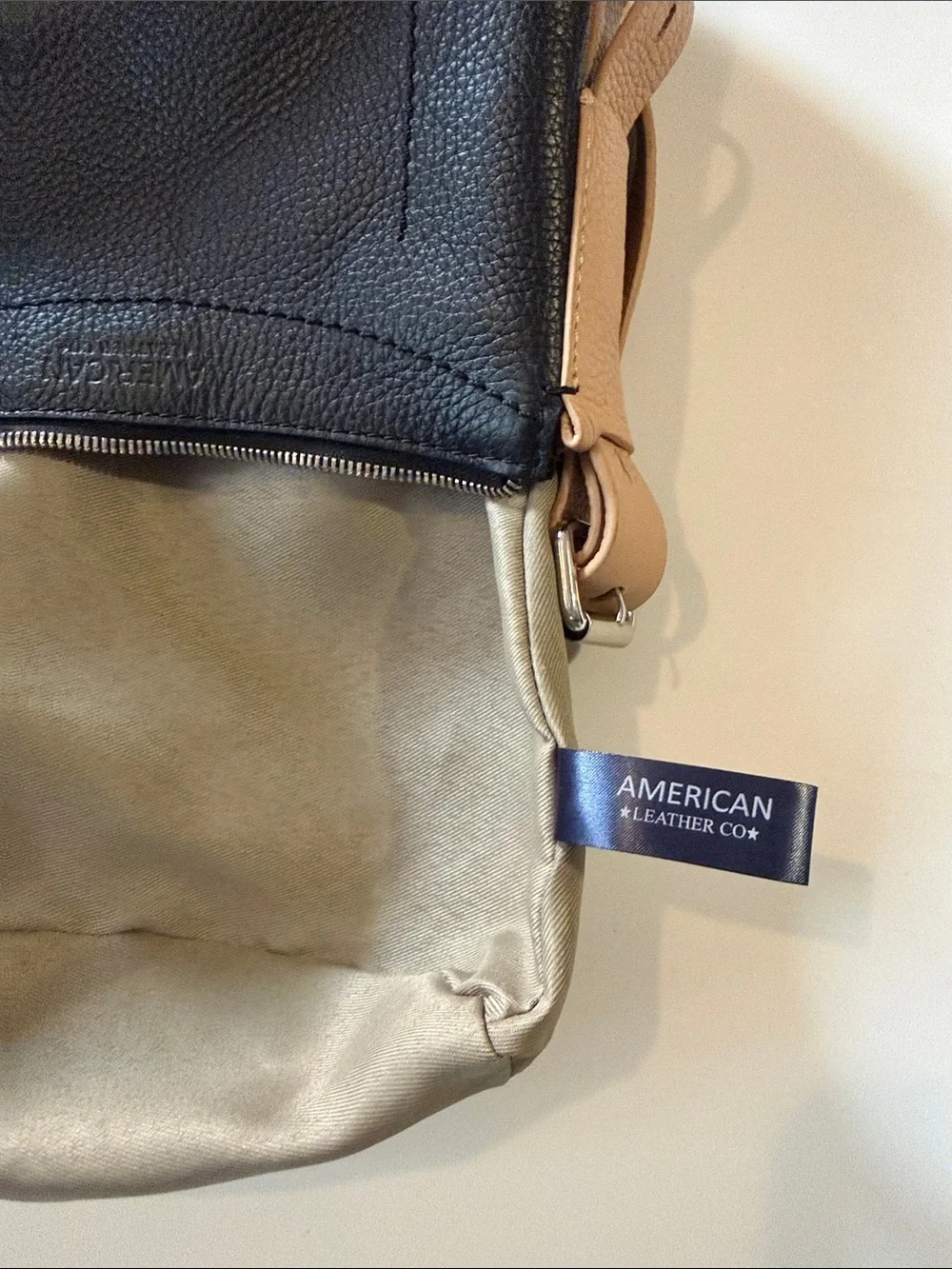 Black Pebbled Crossbody with Tan Strap